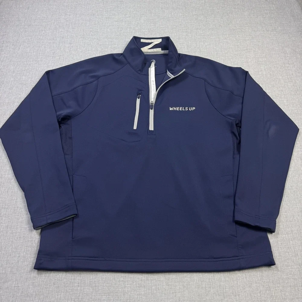 Zero Restriction Wheels Up 1/4 Zip Golf Pullover Mens Large Blue Tour Series